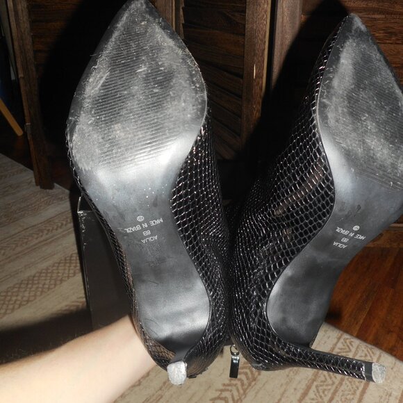 Black snakeskin python ankle boots, size 8 - Picture 6 of 7